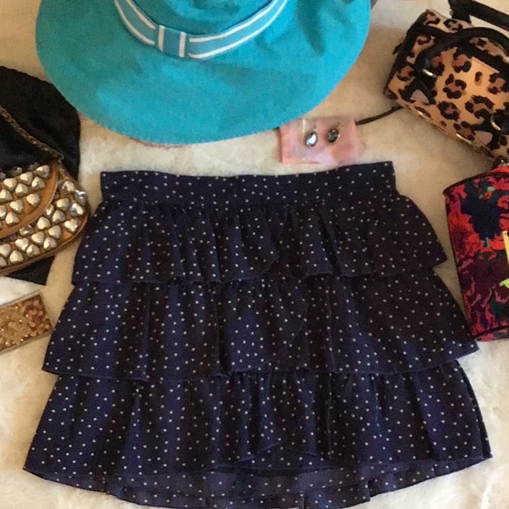 💙🤍Blue & white polka dot ruffle tier skirt
